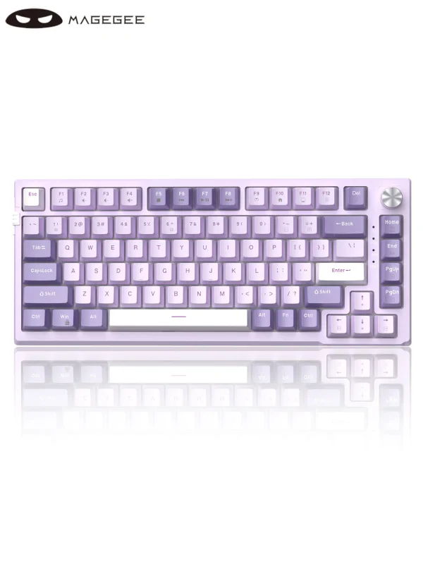 MageGee SKY81 75% Mechanical Gaming Keyboard, RGB Gasket Hot Swappable Wired Custom Creamy Sound Dampening Keyboard with Knob