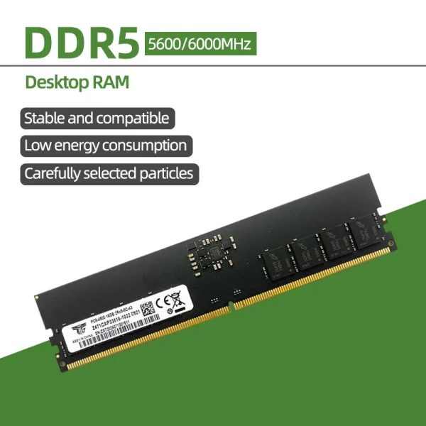 DDR5 Ram 16GB 32GB 4800 5200 5600 6000MHz Desktop Memory 288Pin PC5 1.1V DIMM D5 Computer RAM
