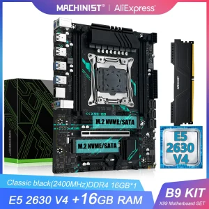 MACHINIST X99 Motherboard Set Kit Intel LGA2011-3 Xeon E5 2630 V4 CPU With DDR4 16GB ECC RAM Memory NVME M.2 SATA X99 B9 combo