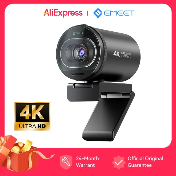 4K Webcam 1080P 60FPS Streaming Web Camera EMEET S600 Autofocus Living Stream Camera With Mics&Privacy Cover for Tiktok/YouTube